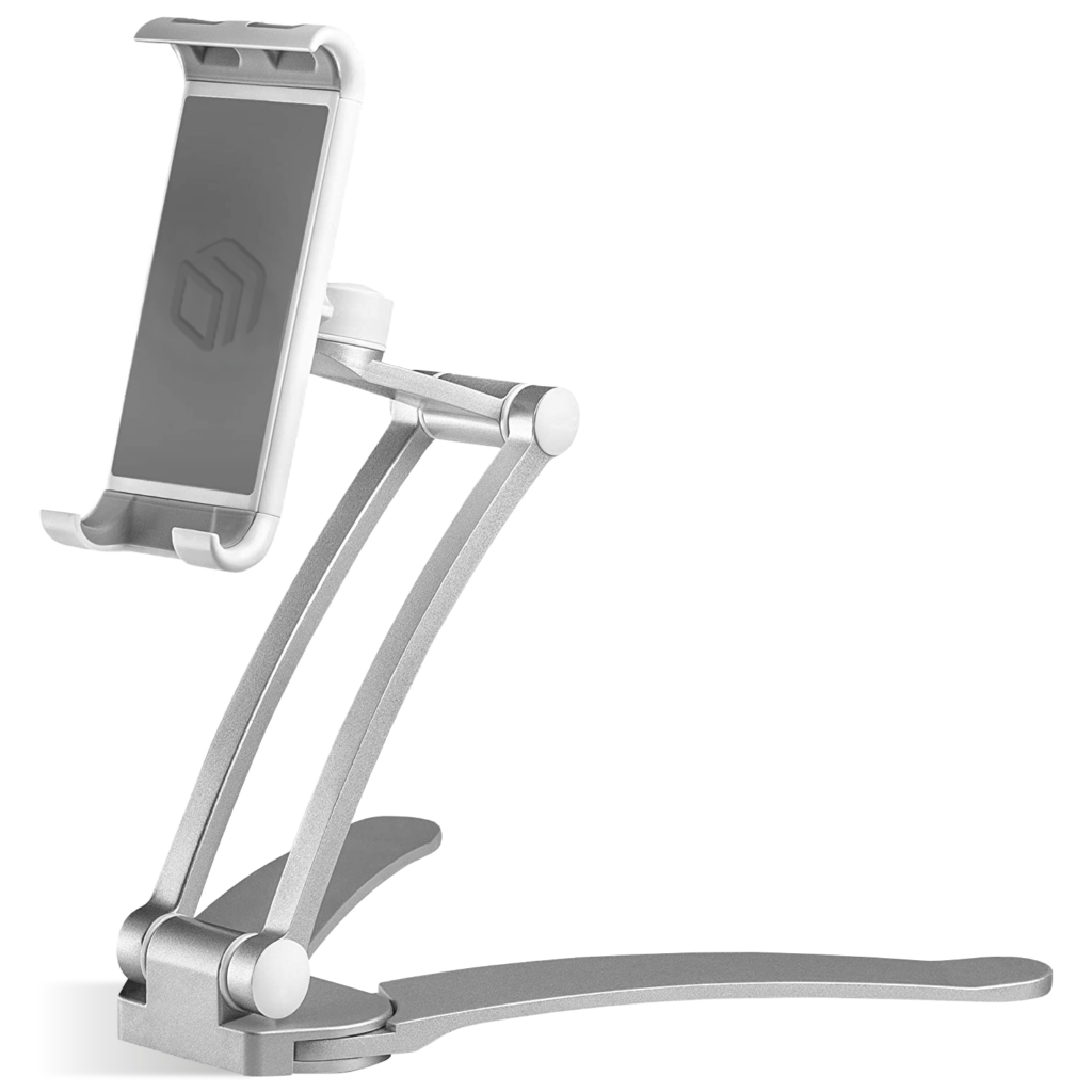 Cell Phone Stand Tablet Holder for 4.7”-11 Screens up to 2.4 lbs Adjustable  ONKRON DS-01, Silver